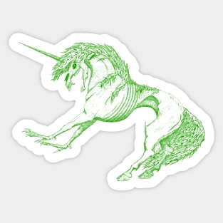 Nightmare Unicorn, Green Outline Sticker